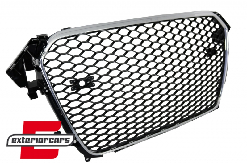 Prednja maska RS4 dizajn (chrome/piano crna) / Audi A4 S4 B8 Facelift (2012-2015), GRAU43