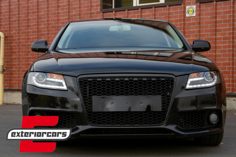 Prednja maska RS4 dizajn (mat crna) / Audi A4 S4 B8 (2007-2011), GRAU01