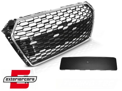 Prednja maska RS4 dizajn (PDC) (chrome/crna) / Audi A4 S4 B9 8W (2016-2019) limuzina karavan, GRAU74