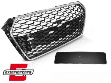 Prednja maska RS4 dizajn (PDC) (chrome/crna) / Audi A4 S4 B9 8W (2016-2019) limuzina karavan, GRAU74