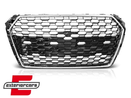 Prednja maska RS4 dizajn (PDC) (chrome/crna) / Audi A4 S4 B9 8W (2016-2019) limuzina karavan, GRAU74