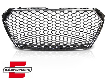 Prednja maska RS4 dizajn (piano crna/chrome) / Audi A4 S4 B9 8W (2016-2019) limuzina karavan, GRAU49