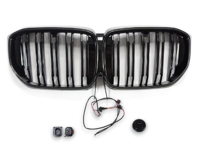 Prednja maska XM dizajn + LED (piano crna) / BMW X5 G05 LCI (04.2023-), GCP-080581
