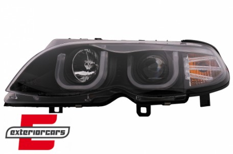 Prednja svjetla 3D Angel Eyes (crna) / BMW serije 3 E46 Facelift limuzina karavan (2001-2005), LPBM96