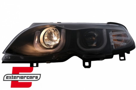 Prednja svjetla 3D Angel Eyes (crna) / BMW serije 3 E46 Facelift limuzina karavan (2001-2005), LPBM96