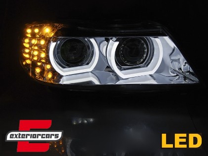 Prednja svjetla 3D Angel Eyes LED DRL Xenon (chrome) / BMW serije 3 E90 E91 LCI (2008-2011), LPBMM9