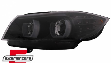 Prednja svjetla 3D Angel Eyes LED DRL Xenon (crna) / BMW serije 3 E90 E91 LCI (2008-2011), LPBML2