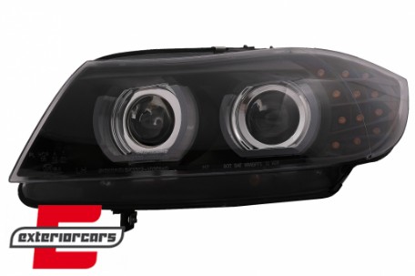 Prednja svjetla 3D Angel Eyes LED DRL Xenon (crna) / BMW serije 3 E90 E91 LCI (2008-2011), LPBML2