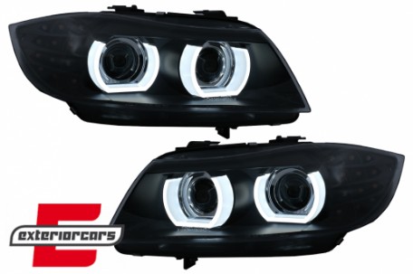 Prednja svjetla 3D Angel Eyes LED DRL Xenon (crna) / BMW serije 3 E90 E91 LCI (2008-2011), LPBML2