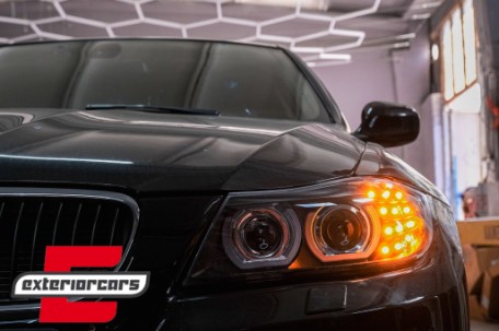 Prednja svjetla 3D Angel Eyes LED DRL Xenon (crna) / BMW serije 3 E90 E91 LCI (2008-2011), LPBML2