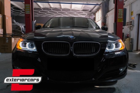 Prednja svjetla 3D Angel Eyes LED DRL Xenon (crna) / BMW serije 3 E90 E91 LCI (2008-2011), LPBML2