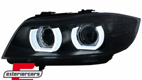 Prednja svjetla 3D Angel Eyes LED DRL Xenon (crna) / BMW serije 3 E90 E91 LCI (2008-2011), LPBML2