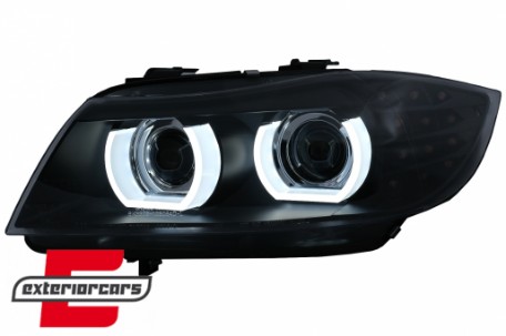 Prednja svjetla 3D Angel Eyes LED DRL Xenon (crna) / BMW serije 3 E90 E91 LCI (2008-2011), LPBML2