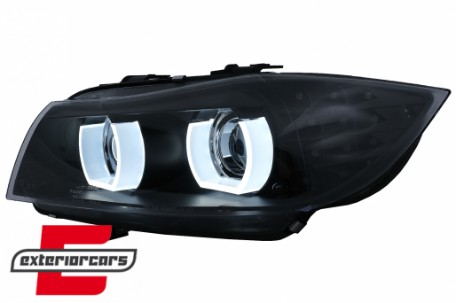 Prednja svjetla 3D Angel Eyes LED DRL Xenon (crna) / BMW serije 3 E90 E91 LCI (2008-2011), LPBML2