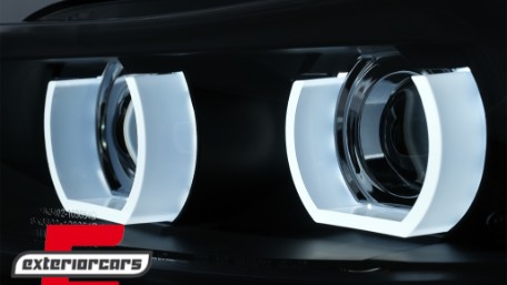 Prednja svjetla 3D Angel Eyes LED DRL Xenon (crna) / BMW serije 3 E90 E91 LCI (2008-2011), LPBML2