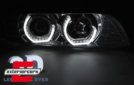 Prednja svjetla 3D Angel Eyes LED žmigavci (chrome) / BMW serije 5 E39 (09.1995-06.2003), LPBM05