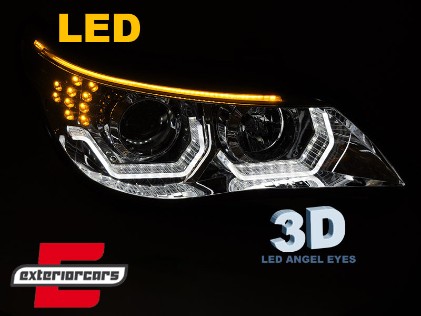 Prednja svjetla 3D Angel Eyes LED žmigavci (chrome) / BMW serije 5 E60 E61 (2003-2007), LPBMK3
