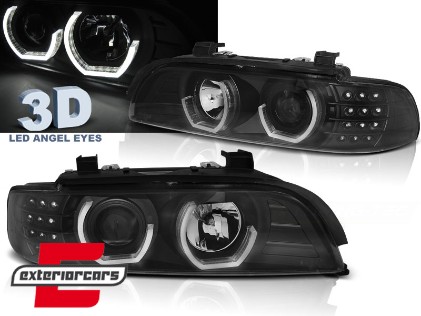Prednja svjetla 3D Angel Eyes LED žmigavci (crna) / BMW serije 5 E39 (09.1995-06.2003), LPBM19
