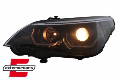 Prednja svjetla 3D Angel Eyes LED žmigavci (crna) / BMW serije 5 E60 E61 (2003-2007), LPBMK4