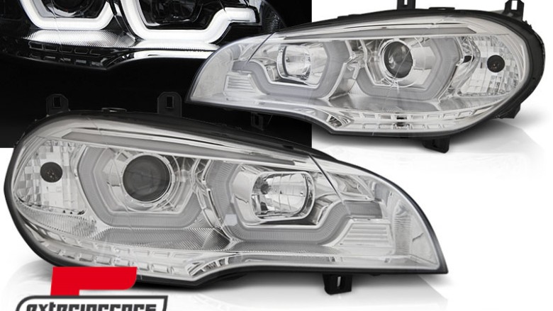 Prednja svjetla 3D Angel Eyes TubeLight DRL (chrome) / BMW X5 E70 (2007-2013), LPBMG8
