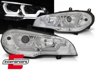 Prednja svjetla 3D Angel Eyes TubeLight DRL (chrome) / BMW X5 E70 (2007-2013), LPBMG8