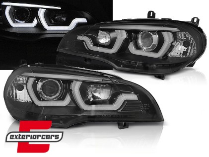 Prednja svjetla 3D Angel Eyes TubeLight DRL (crna) / BMW X5 E70 (2007-2013), LPBMG9