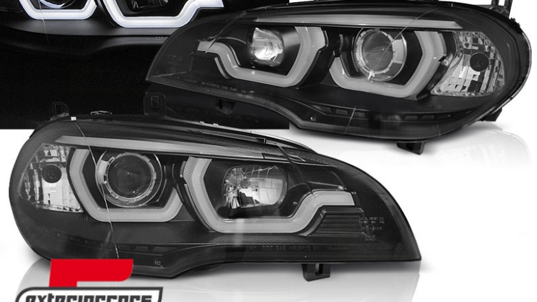 Prednja svjetla 3D Angel Eyes TubeLight DRL (crna) / BMW X5 E70 (2007-2013), LPBMG9