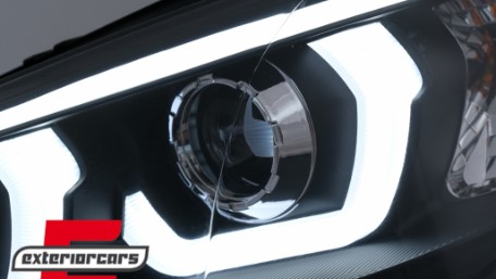 Prednja svjetla 3D Angel Eyes TubeLight DRL (crna) / BMW X5 E70 (2007-2013), LPBMG9