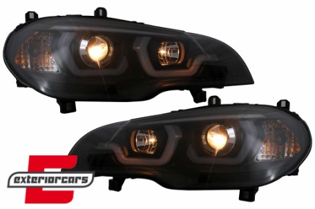 Prednja svjetla 3D Angel Eyes TubeLight DRL (crna) / BMW X5 E70 (2007-2013), LPBMG9