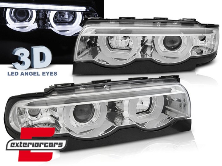 Prednja svjetla 3D LED Angel Eyes (chrome) / BMW serije 7 E38 (1994-1998), LPBML5