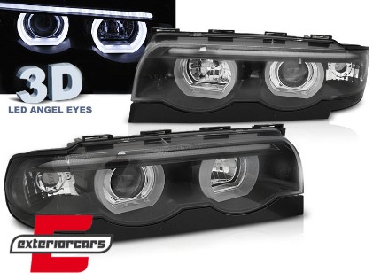 Prednja svjetla 3D LED Angel Eyes (crna) / BMW serije 7 E38 (1994-1998), LPBML6