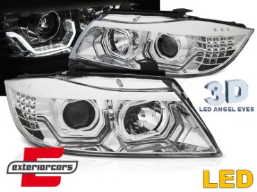 Prednja svjetla 3D LED Angel Eyes LED žmigavci (chrome) / BMW serije 3 E90 limuzina E91 karavan (03.2005-08.2008), LPBMK7