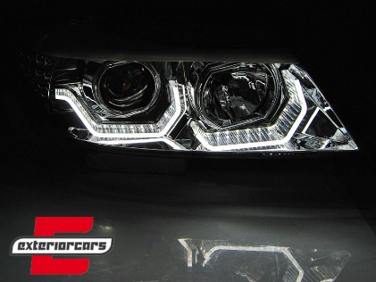 Prednja svjetla 3D LED Angel Eyes LED žmigavci (chrome) / BMW serije 3 E90 limuzina E91 karavan (03.2005-08.2008), LPBMK7