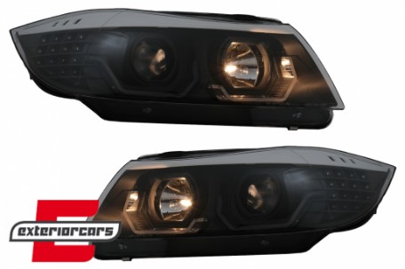 Prednja svjetla 3D LED Angel Eyes LED žmigavci (crna) / BMW serije 3 E90 limuzina E91 karavan (03.2005-08.2008), LPBMK8
