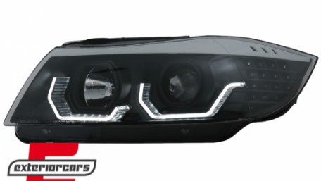 Prednja svjetla 3D LED Angel Eyes LED žmigavci (crna) / BMW serije 3 E90 limuzina E91 karavan (03.2005-08.2008), LPBMK8