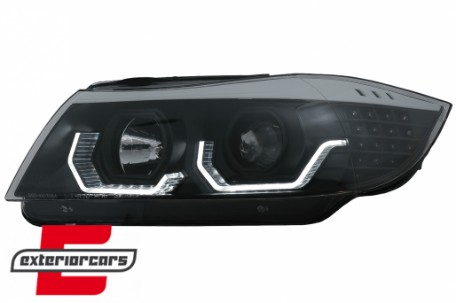 Prednja svjetla 3D LED Angel Eyes LED žmigavci (crna) / BMW serije 3 E90 limuzina E91 karavan (03.2005-08.2008), LPBMK8