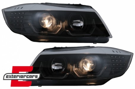 Prednja svjetla 3D LED Angel Eyes LED žmigavci (crna) / BMW serije 3 E90 limuzina E91 karavan (03.2005-08.2008), LPBMK8