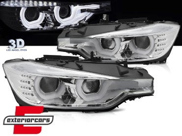 Prednja svjetla 3D LED Angel Eyes U-dizajn (chrome) / BMW serije 3 F30 F31 limuzina karavan (10.2011-05.2015), LPBMI9