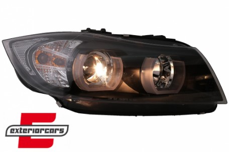 Prednja svjetla 3D LED Angel Eyes U-dizajn (crna) / BMW serije 3 E90 limuzina E91 karavan (03.2005-08.2008), LPBMI4