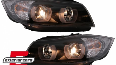 Prednja svjetla 3D LED Angel Eyes U-dizajn (crna) / BMW serije 3 E90 limuzina E91 karavan (03.2005-08.2008), LPBMI4