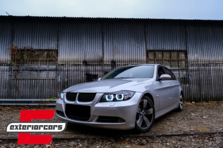 Prednja svjetla 3D LED Angel Eyes U-dizajn (crna) / BMW serije 3 E90 limuzina E91 karavan (03.2005-08.2008), LPBMI4