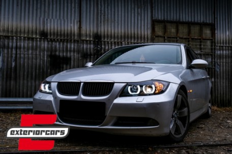 Prednja svjetla 3D LED Angel Eyes U-dizajn (crna) / BMW serije 3 E90 limuzina E91 karavan (03.2005-08.2008), LPBMI4