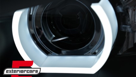 Prednja svjetla 3D LED Angel Eyes U-dizajn (crna) / BMW serije 3 E90 limuzina E91 karavan (03.2005-08.2008), LPBMI4