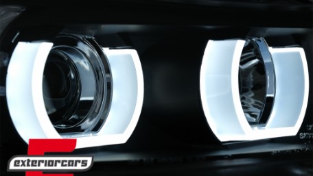 Prednja svjetla 3D LED Angel Eyes U-dizajn (crna) / BMW serije 3 E90 limuzina E91 karavan (03.2005-08.2008), LPBMI4