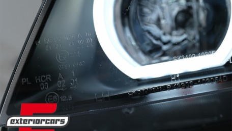 Prednja svjetla 3D LED Angel Eyes U-dizajn (crna) / BMW serije 3 E90 limuzina E91 karavan (03.2005-08.2008), LPBMI4