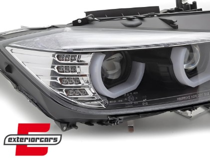 Prednja svjetla 3D LED Angel Eyes U-dizajn (crna) / BMW serije 3 F30 F31 limuzina karavan (10.2011-05.2015), LPBMJ0