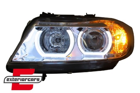 Prednja svjetla 3D LED Angel Eyes U-dizajn Xenon (chrome) / BMW serije 3 E90 limuzina E91 karavan (03.2005-08.2008), LPBMI5