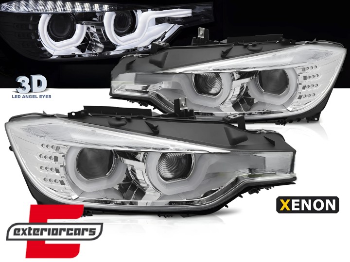 Prednja svjetla 3D LED Angel Eyes U-dizajn Xenon (chrome) / BMW serije 3 F30 F31 limuzina karavan (10.2011-05.2015), LPBML7
