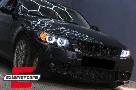 Prednja svjetla 3D LED Angel Eyes U-dizajn Xenon (crna) / BMW serije 3 E90 limuzina E91 karavan (03.2005-08.2008), LPBMI6