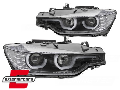 Prednja svjetla 3D LED Angel Eyes U-dizajn Xenon (crna) / BMW serije 3 F30 F31 limuzina karavan (10.2011-05.2015), LPBML8